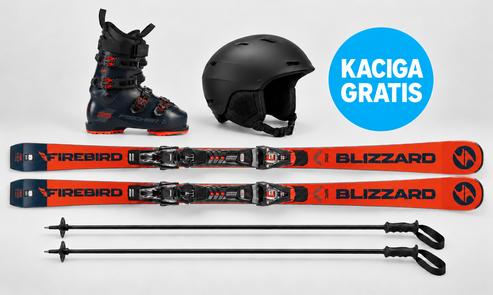 Ski komplet RACE — skije, pancerice i štapovi